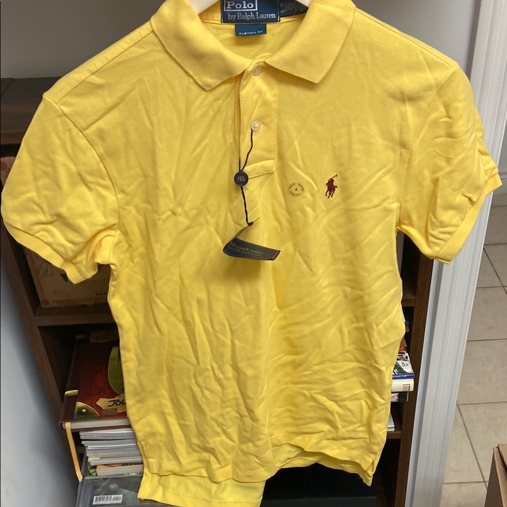Polo Ralph Lauren Men Custom Fit Mesh Yellow Polo Shirt Pony Logo New